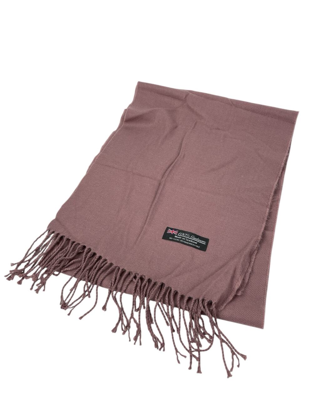 Women's 100% Cashmere Pink Fringe Hem Winter Snow Shawl Wrap Neck Scarf OS